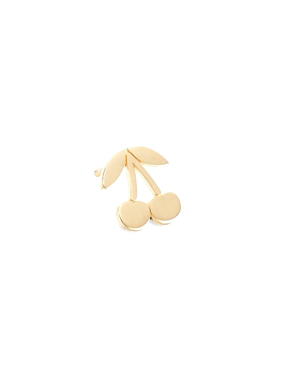 Women's 14K Yellow Gold Tiny Pure Cherry Single Stud Earring - Yellow Gold