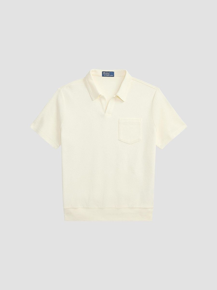 Polo Ralph Lauren Men's Textured Cotton Johnny Collar Polo - Pale Cream - Size XXL
