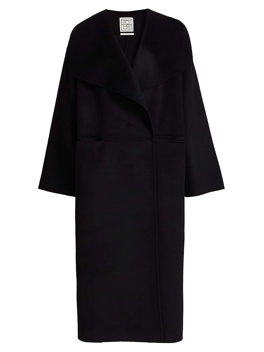 Women's Signature Double Wool-Cashmere Coat - Black - Size XL