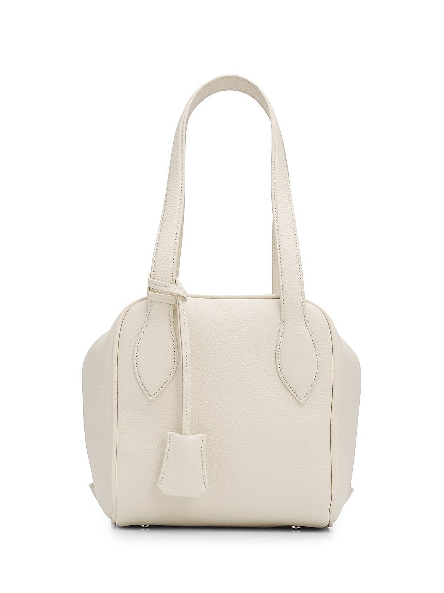 Women's Cubetto Leather Top Handle Bag - Weizen