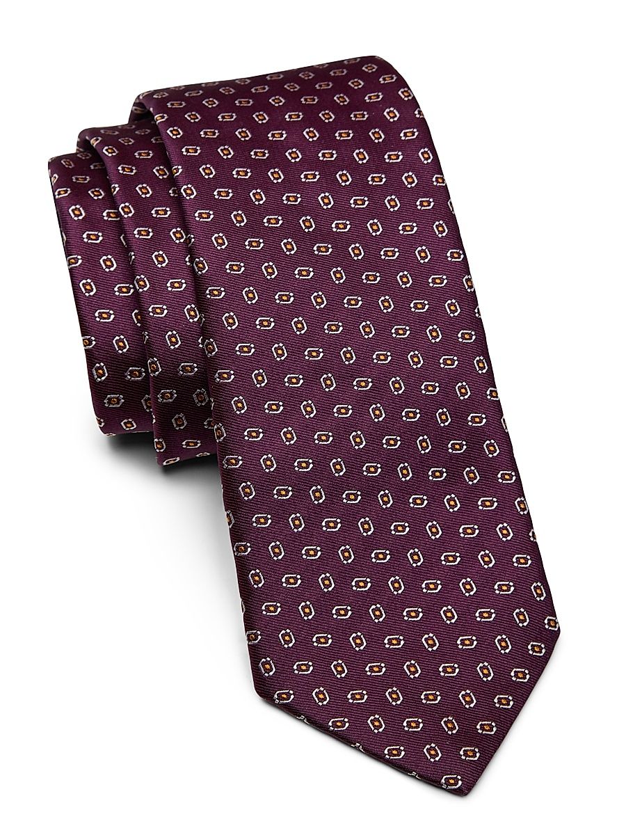 Men's Geometric-Print Silk Tie - Vinaccia