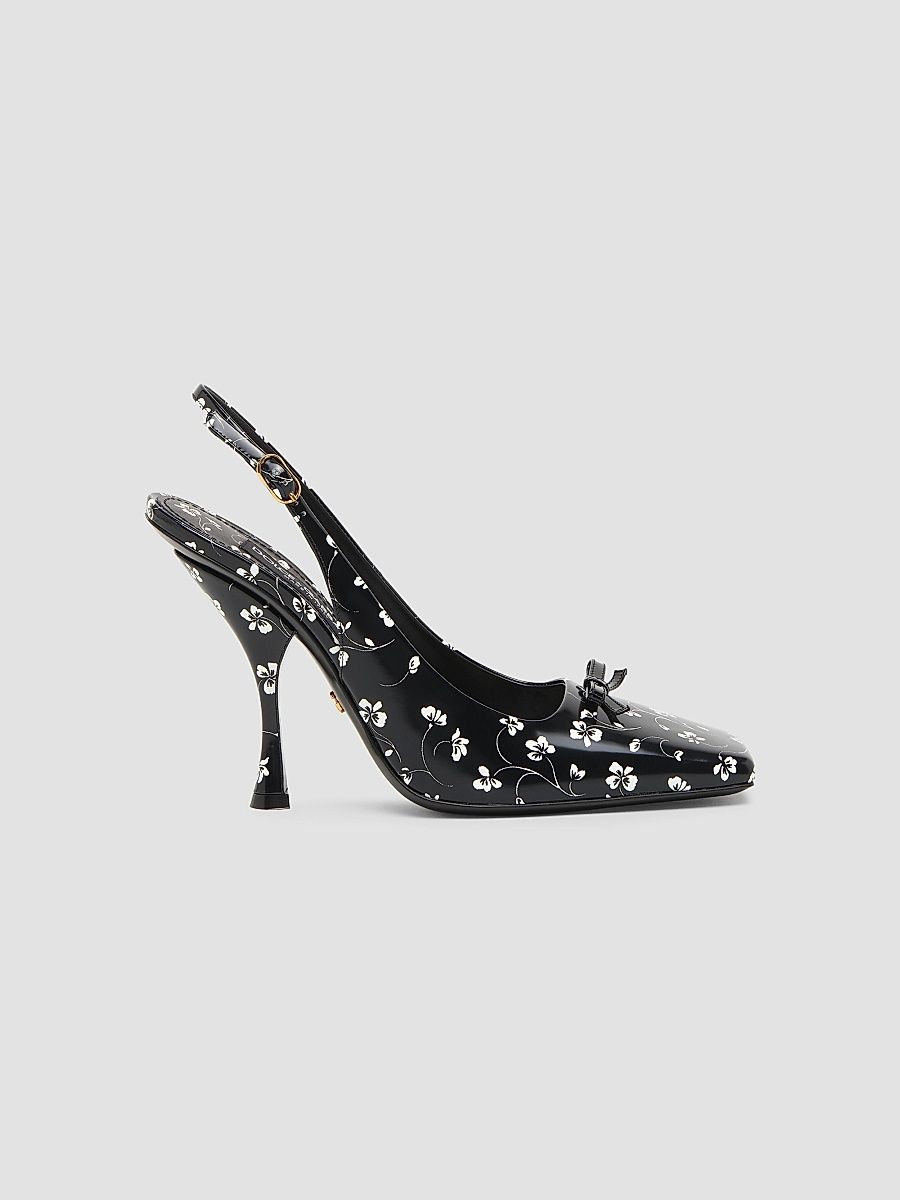 Dolce & Gabbana Women's 105MM Floral Leather Slingback Pumps - Nero - Size 6