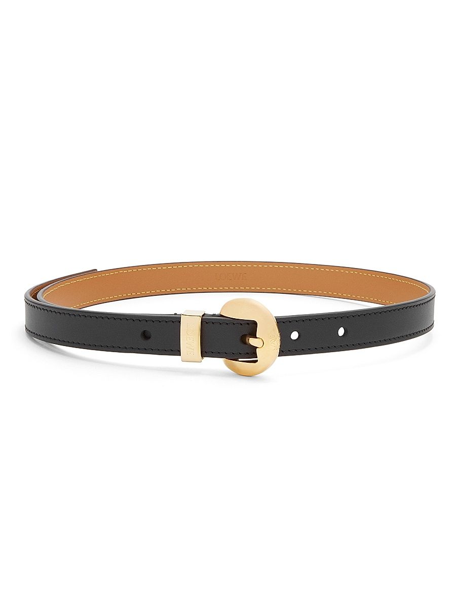 Women's Pebble Leather Belt - Black Gold - Size Medium