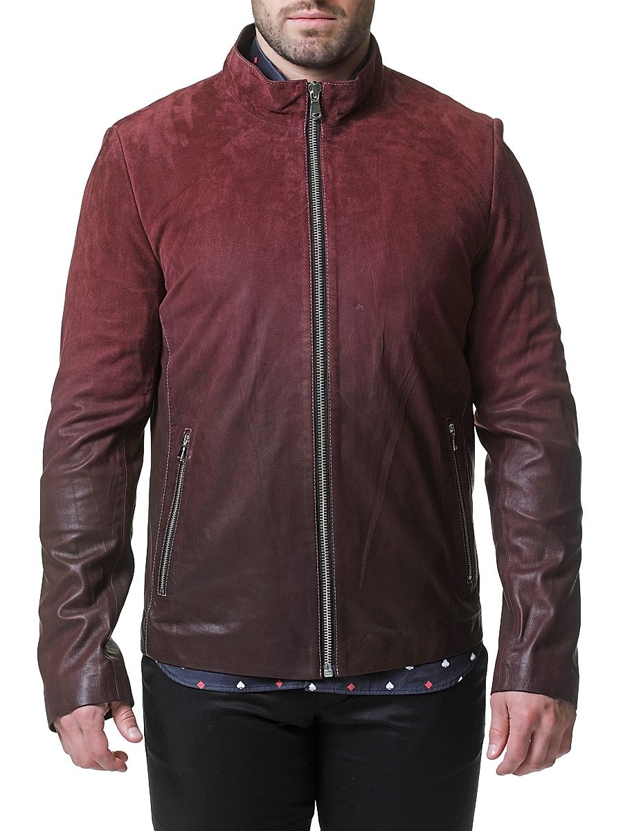 Men's Leather Degrade Jacket - Red - Size XXL