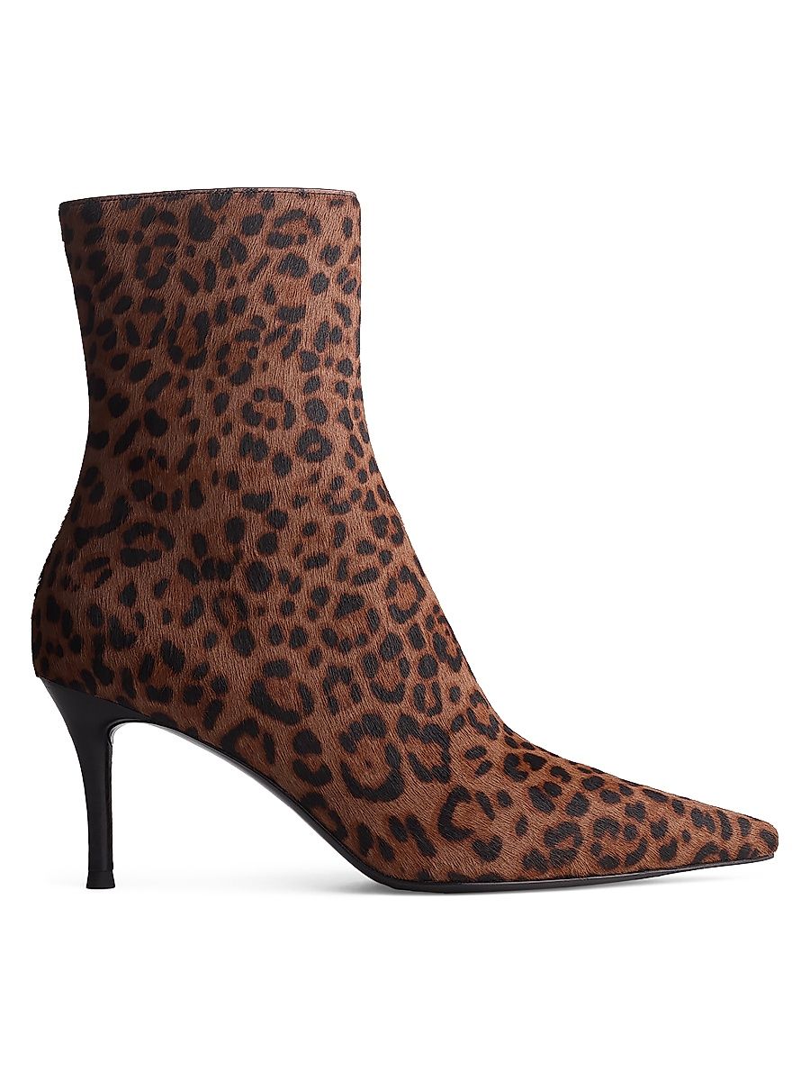 Women's Mercer 74MM Leopard-Print Calf Hair Ankle Boots - Leopard - Size 9