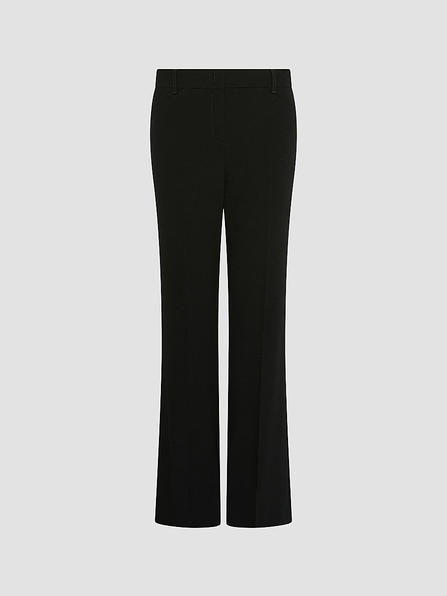 Women's Mini Flare Crêpe Envers Satin Trousers - Black - Size 14