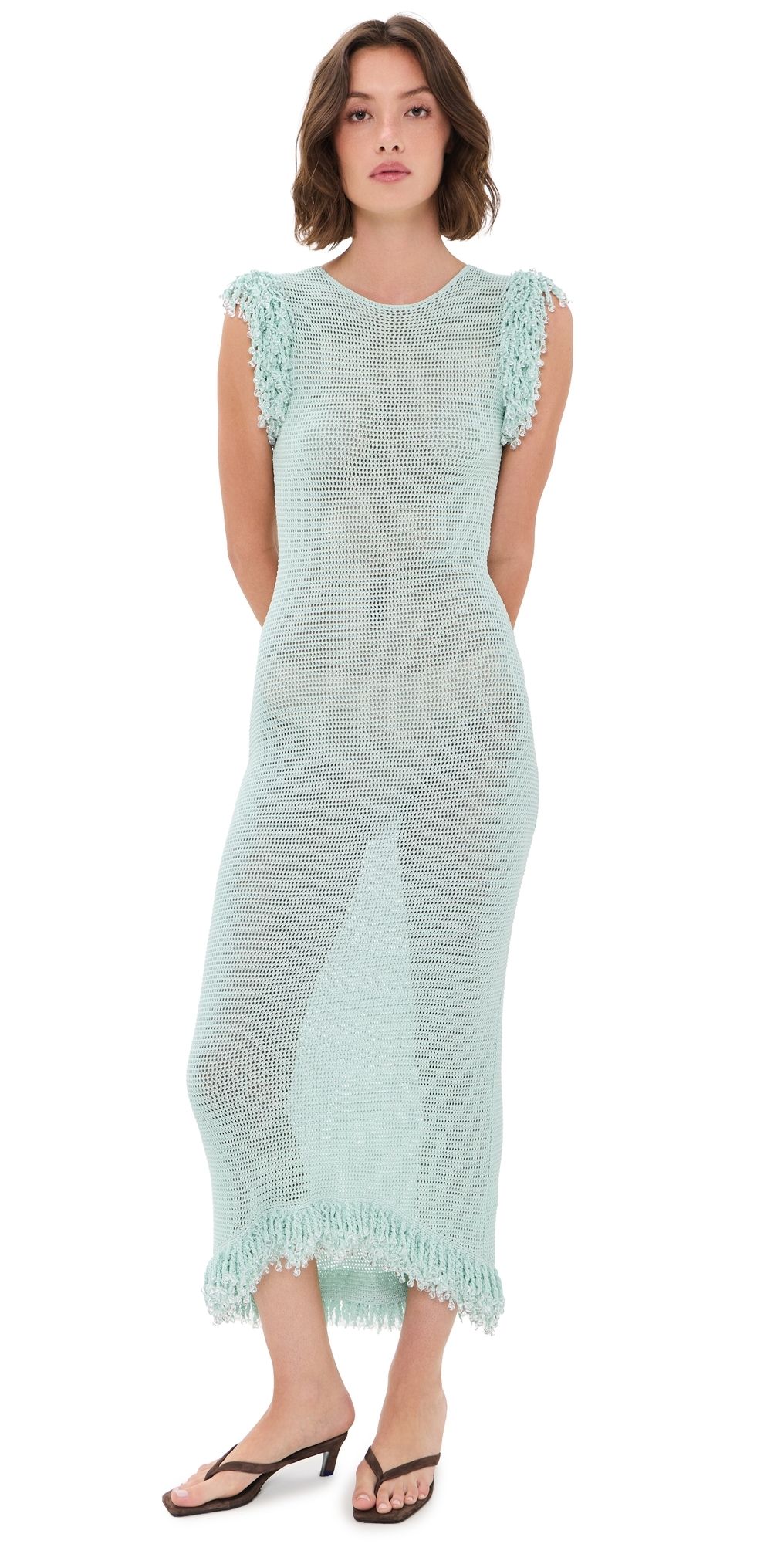 Paris Georgia Fringe Dress Celeste Blue M