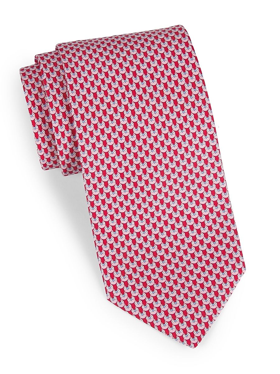 Men's Owl Jacquard Silk Tie - Rosso