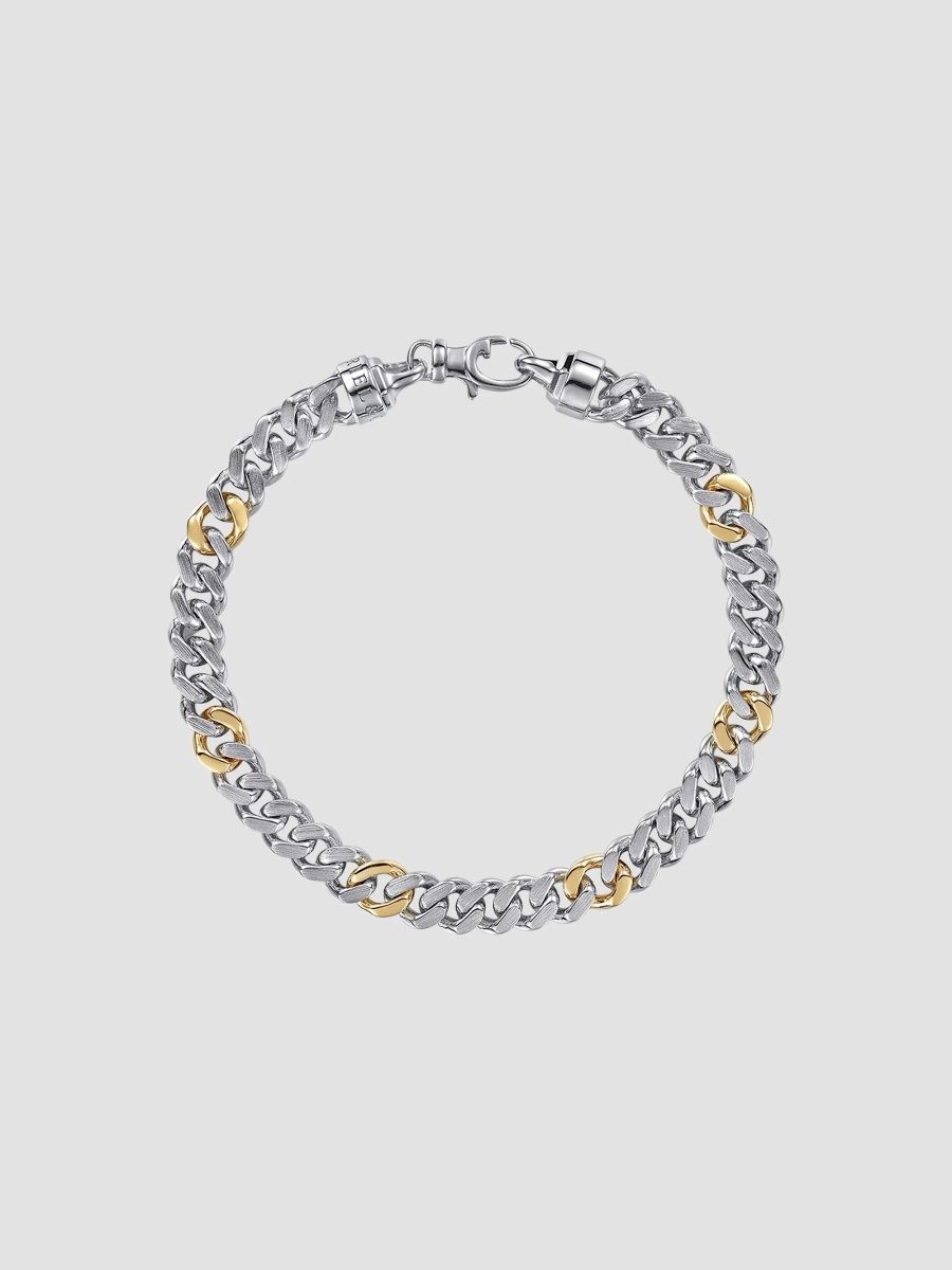 Gabriel & Co Men's Classic Sterling Silver & 14K Yellow Gold Cuban Chain Bracelet/7MM - Two Tone