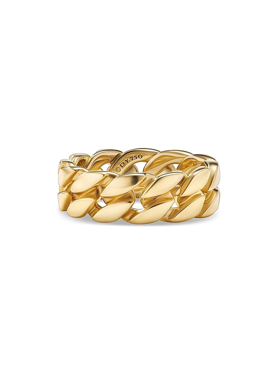 Men's Curb Chain Band Ring in 18K Yellow Gold, 8MM - Gold - Size 10