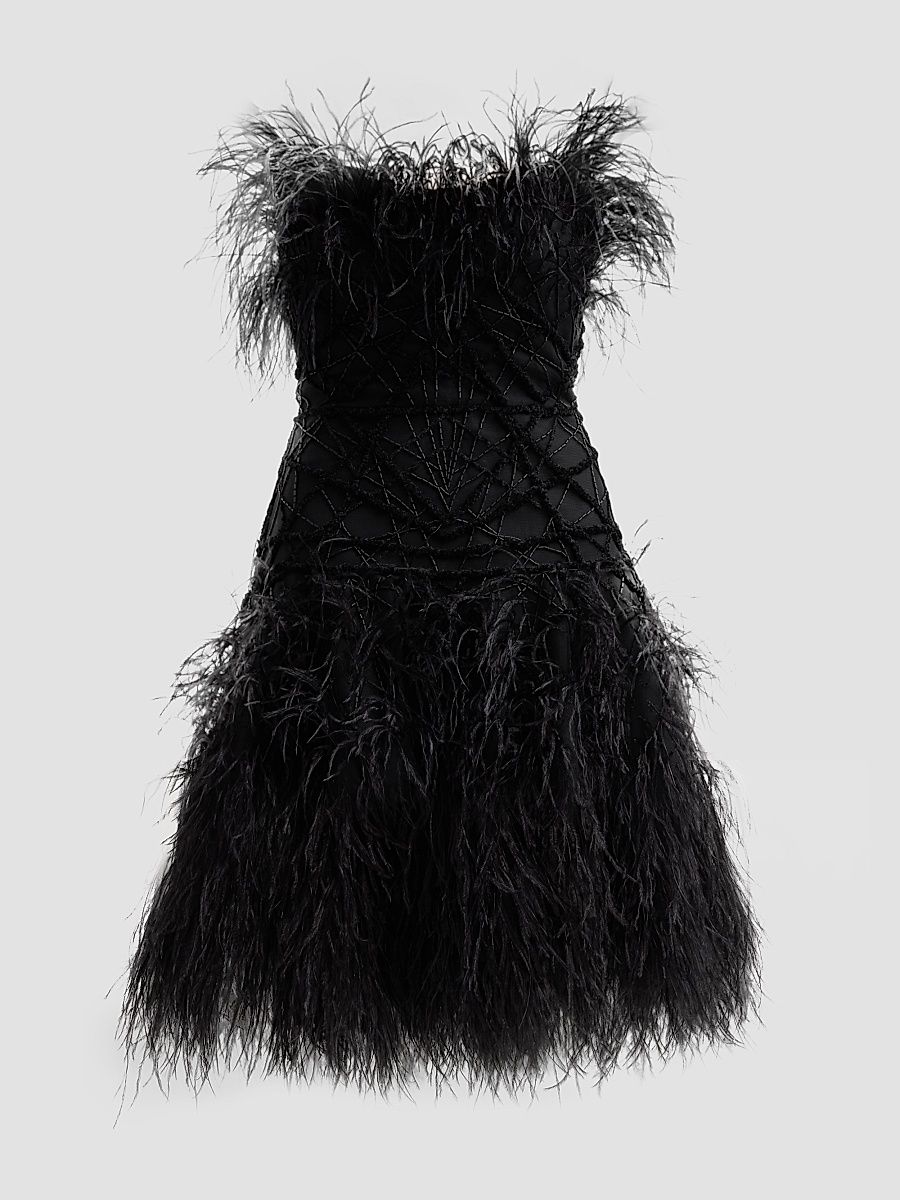 Women's Embroidered-Tulle Strapless Cocktail Mini Dress - Black - Size 6