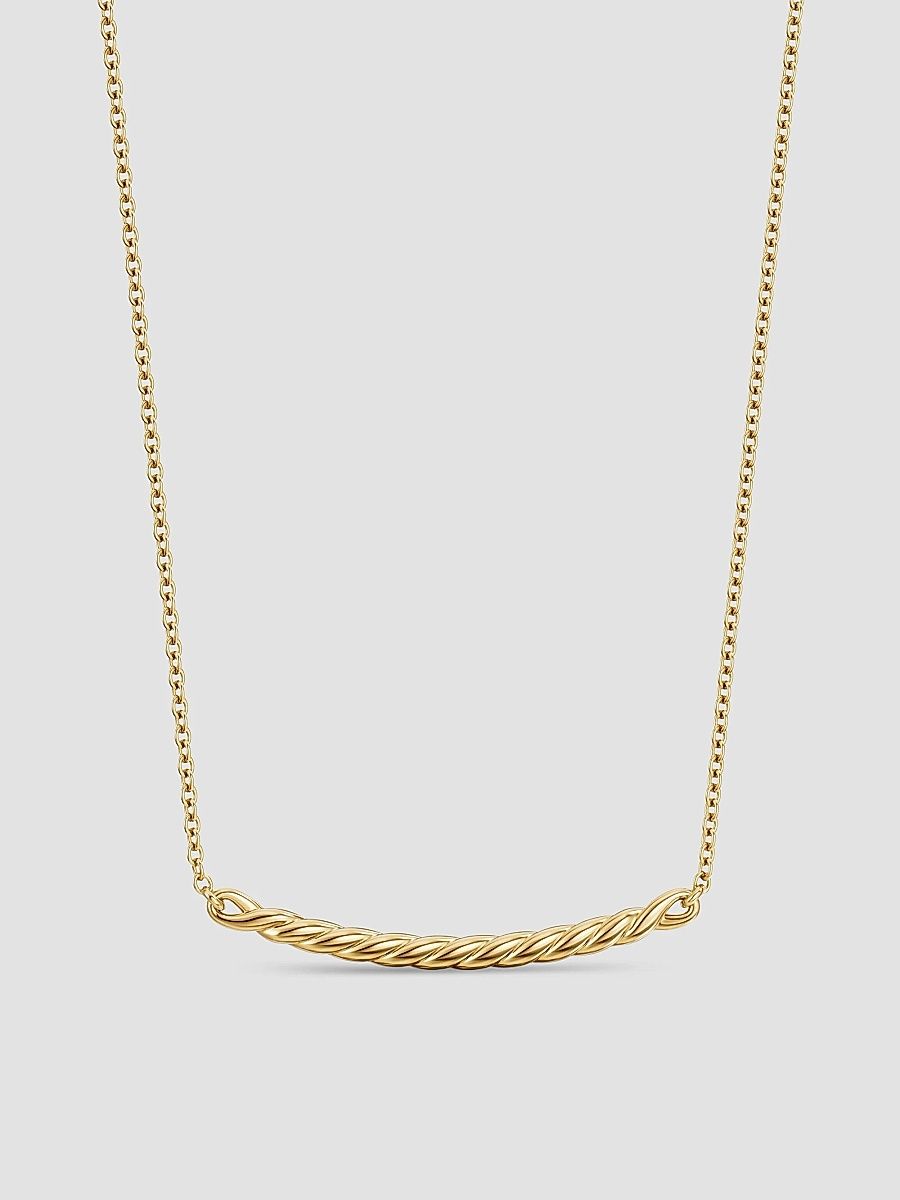 Women's Sculpted Cable Bar Necklace in 18K Yellow Gold, 2.7MM - Gold - Size 18