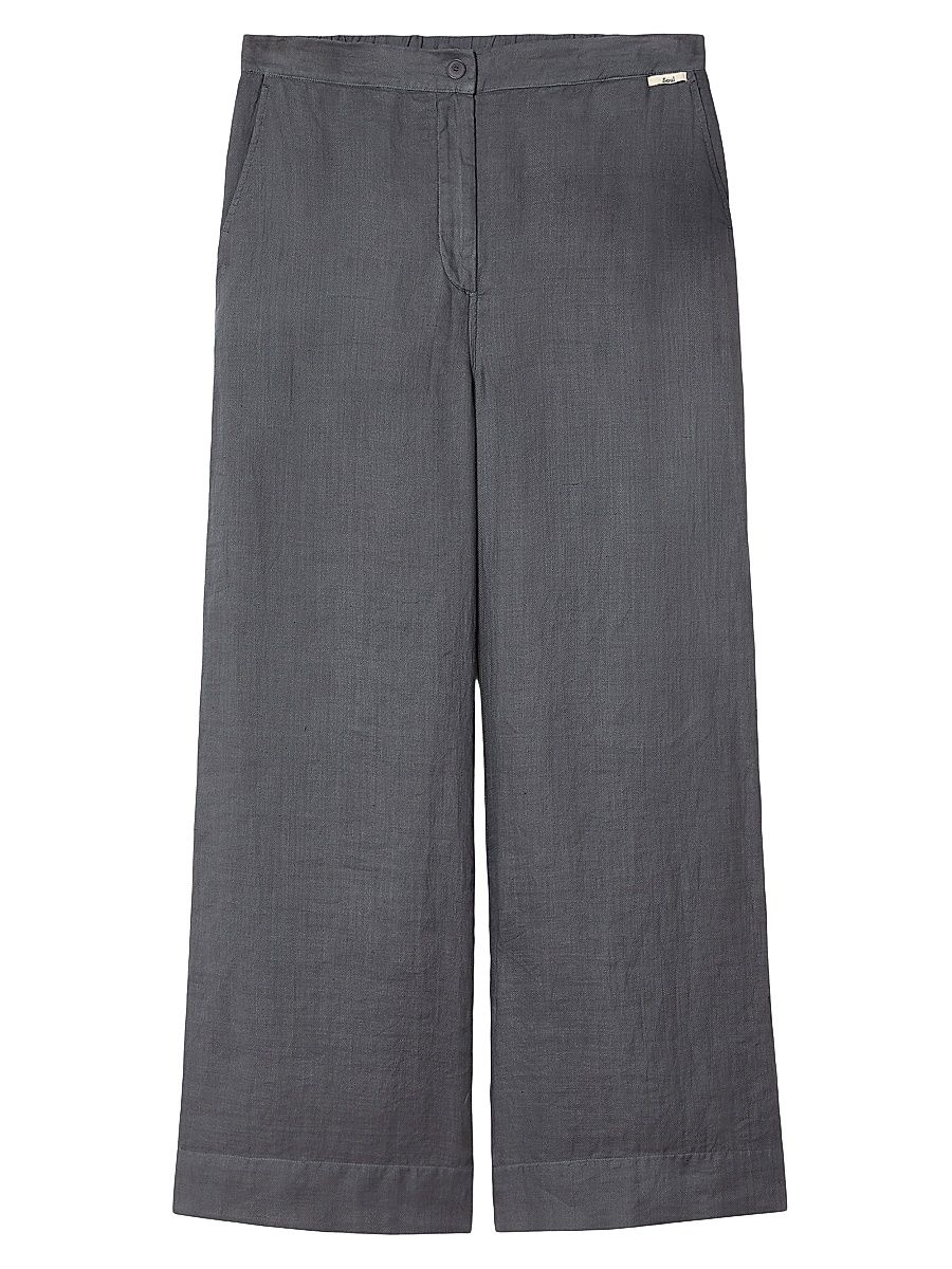 Women's Ramie Twill Trousers - Medium Grey - Size 16