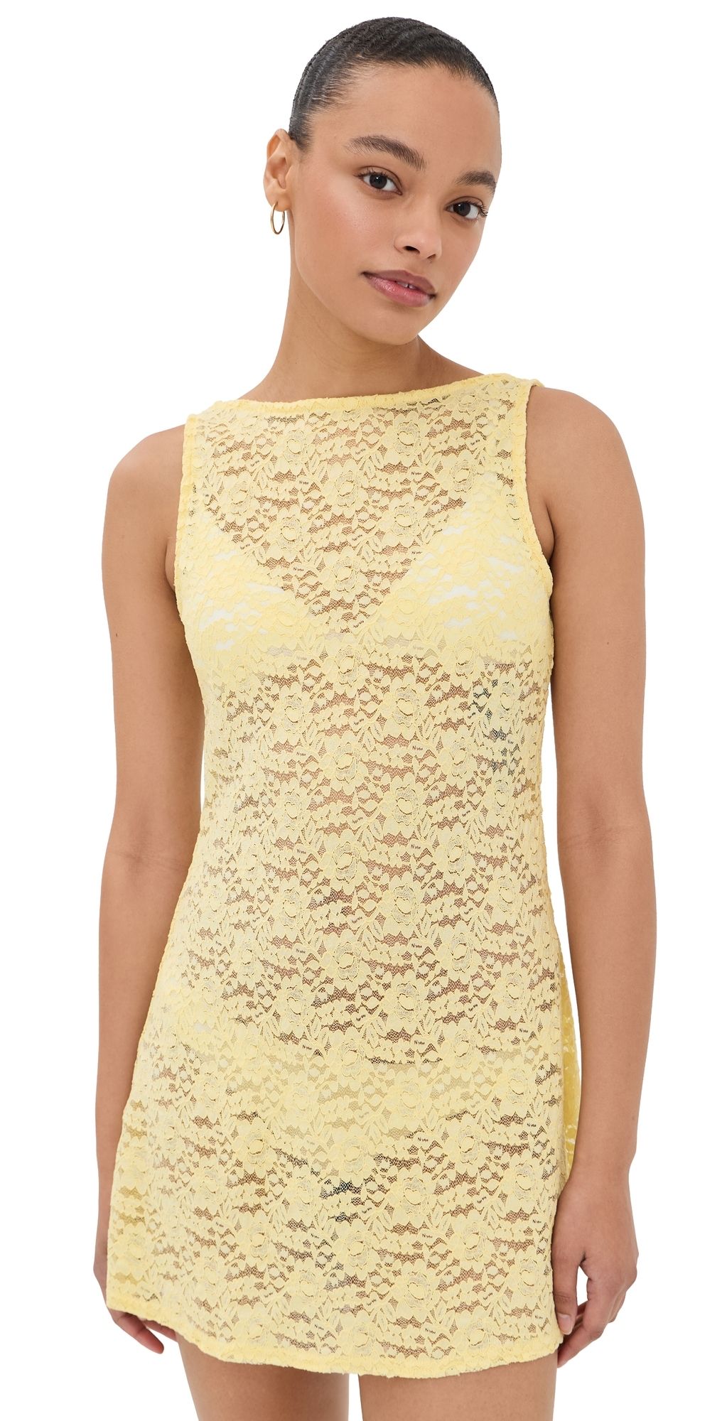 Seven Wonders Harper Lace Mini Dress Yellow S