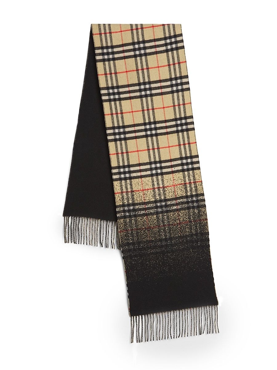 Women's Gradient Check Jacquard Cashmere Scarf - Sand