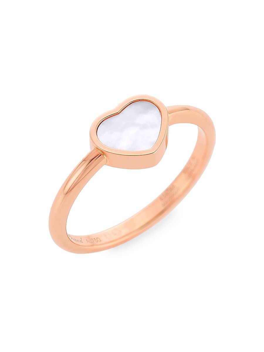 Women's My Happy Hearts 18K Rose Gold & Mother-Of-Pearl Ring - Pink - Size 5.75