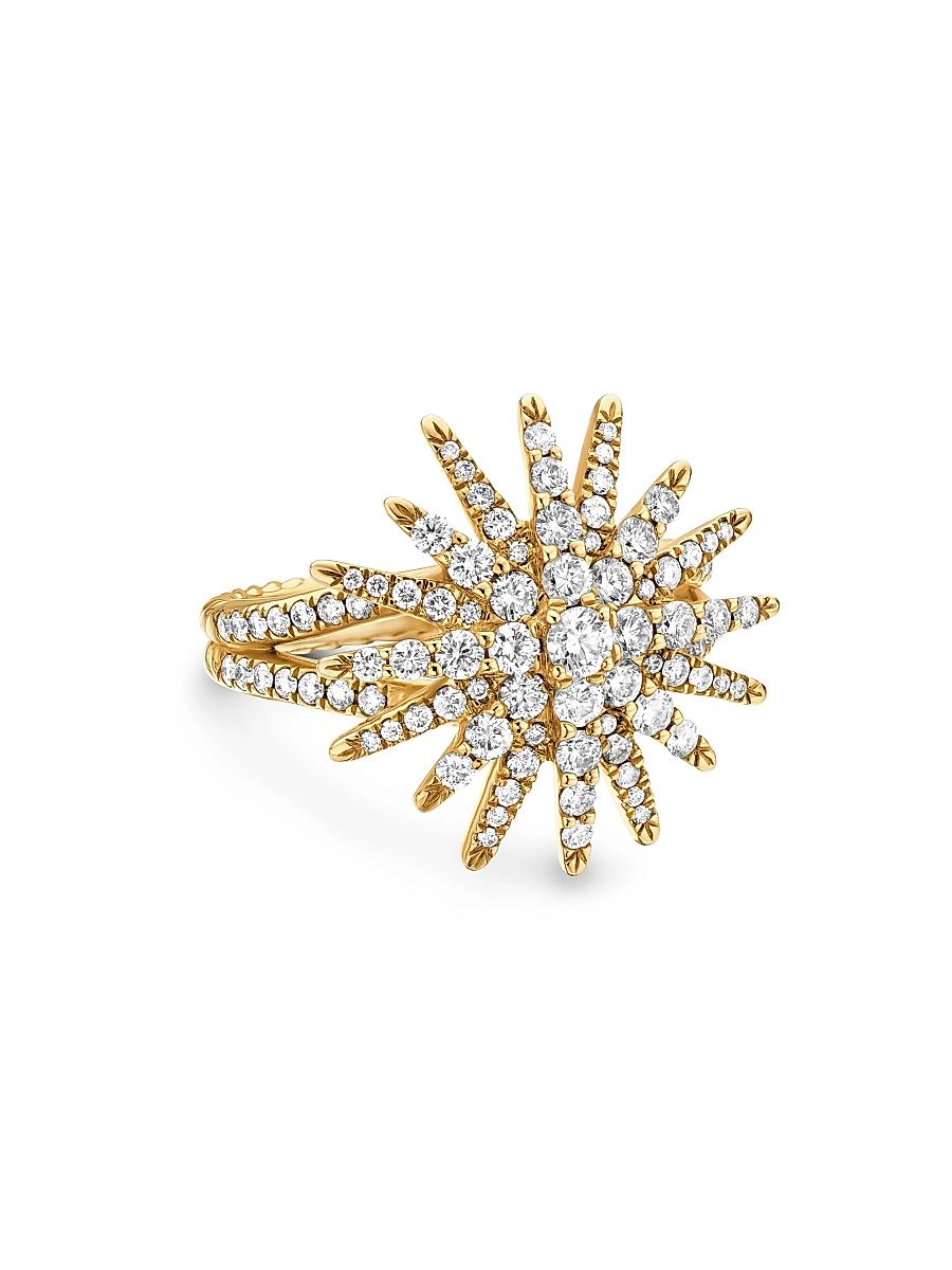 Women's Starburst Ring in 18K Yellow Gold - Gold - Size 7