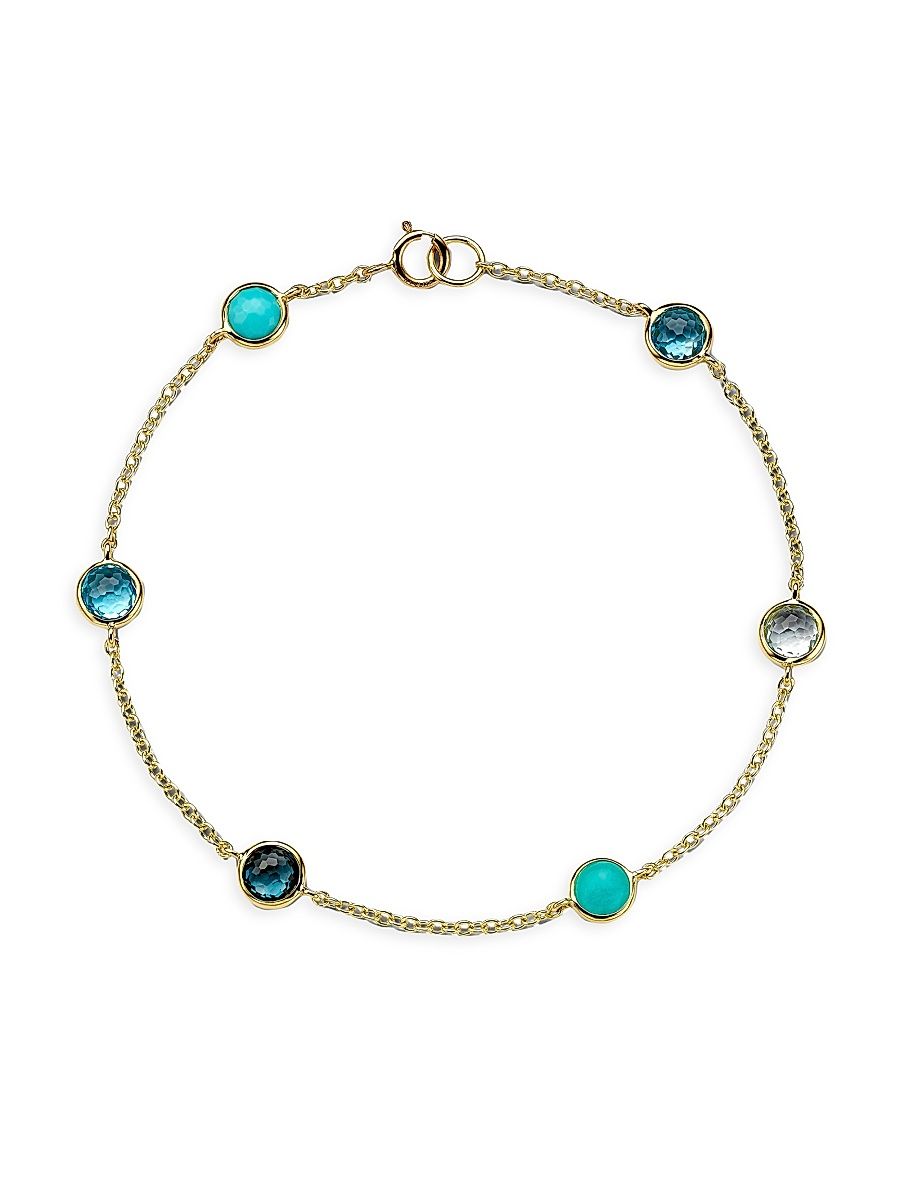 Women's 18K Green Gold & Multi-Gemstone Station Bracelet - Gold - Size 7.5