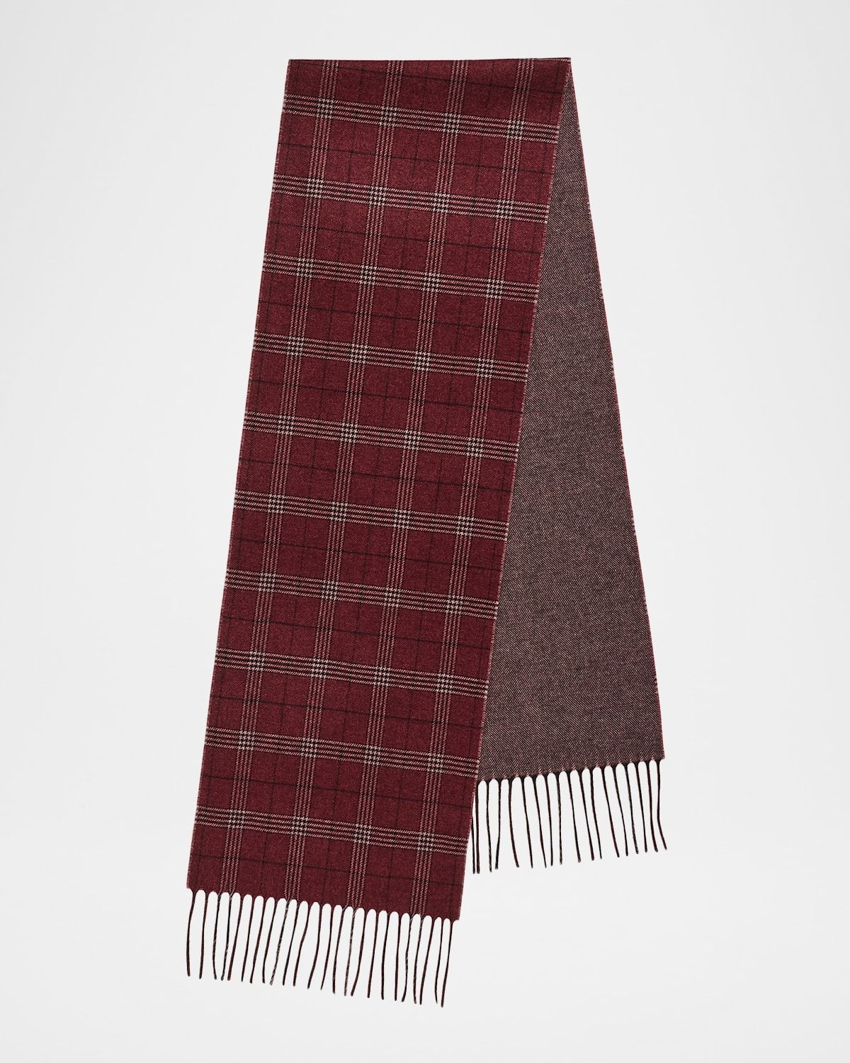 Men & apos;s Baltazar Herringbone to Plaid Silk and Cashmere Scarf