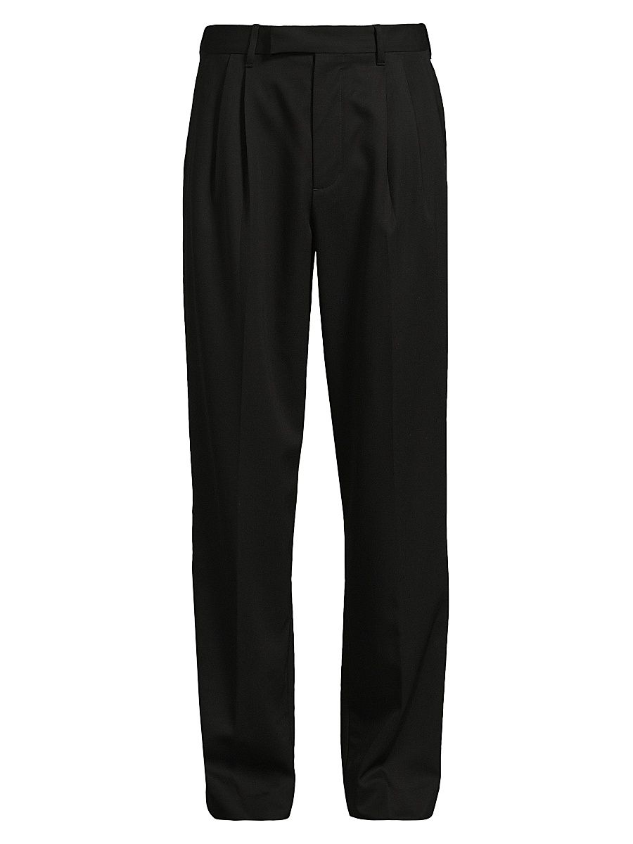 Men's Double Pleated Suiting Trousers - Black - Size 36