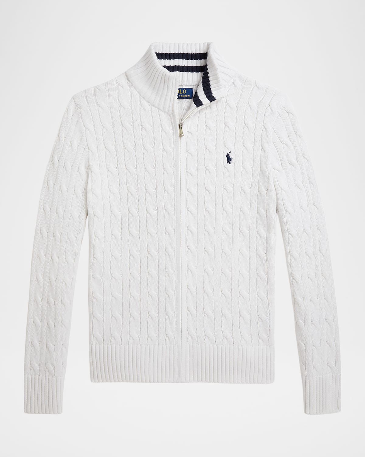 Boy & apos;s Cable-Knit Cotton Full-Zip Sweater