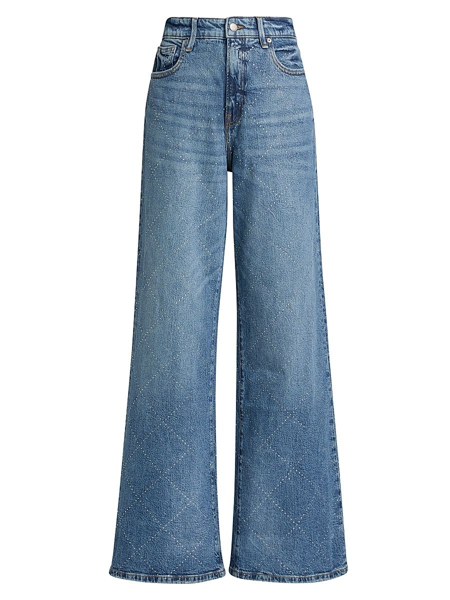 Women's Good Ease Embellished Wide Leg Jeans - Indigo - Size 8