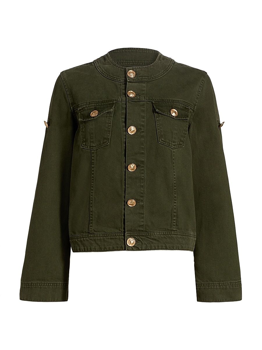 Women's Anouk Collarless Denim Jacket - Picholine - Size Small