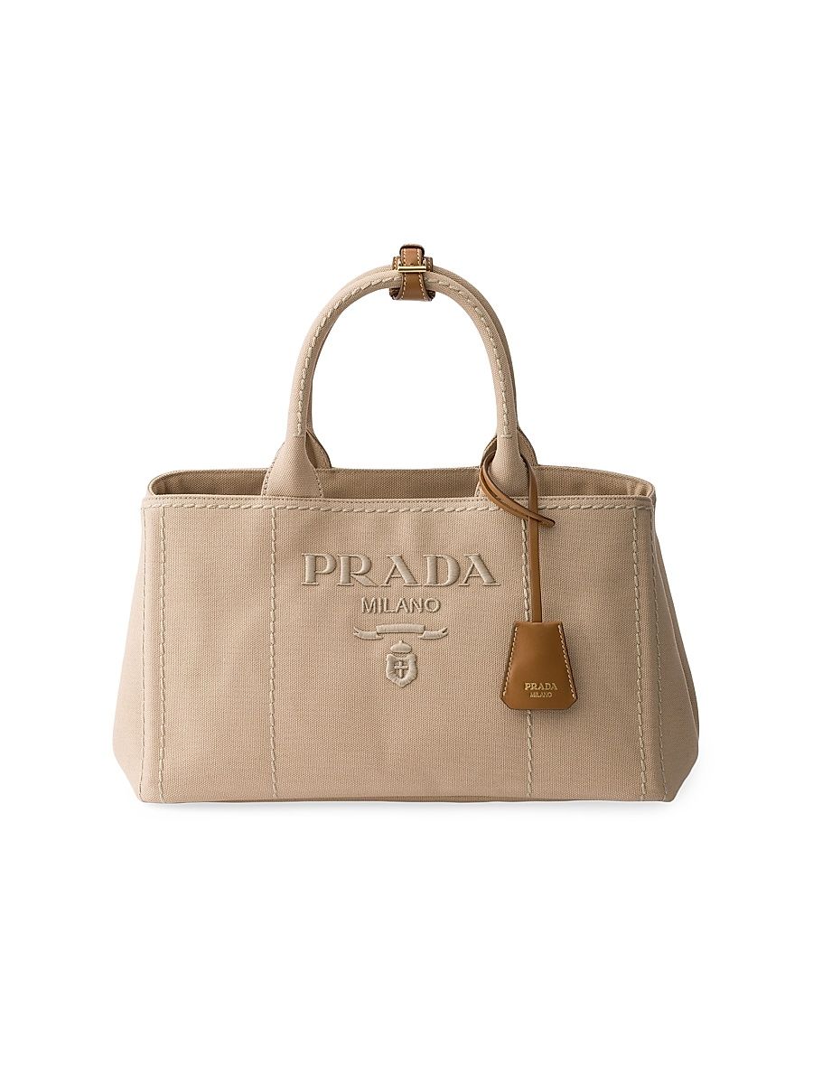 Women's Jardinière Cotton Canvas Tote Bag - Beige Khaki