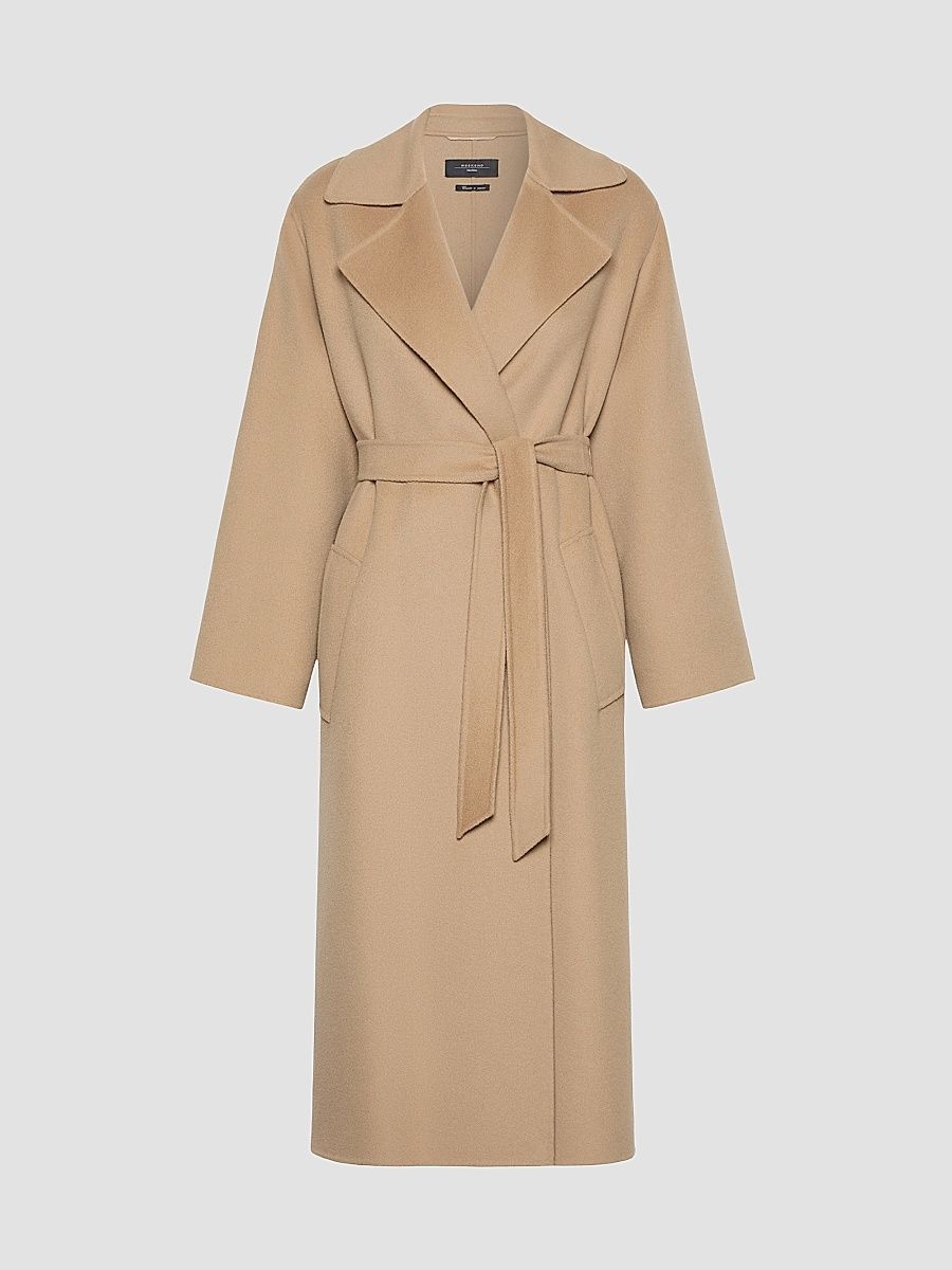 Women's Double Wool Blend Coat - Camel - Size 14
