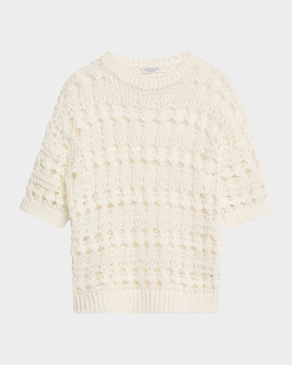 Openwork Knit Cotton Jute Top