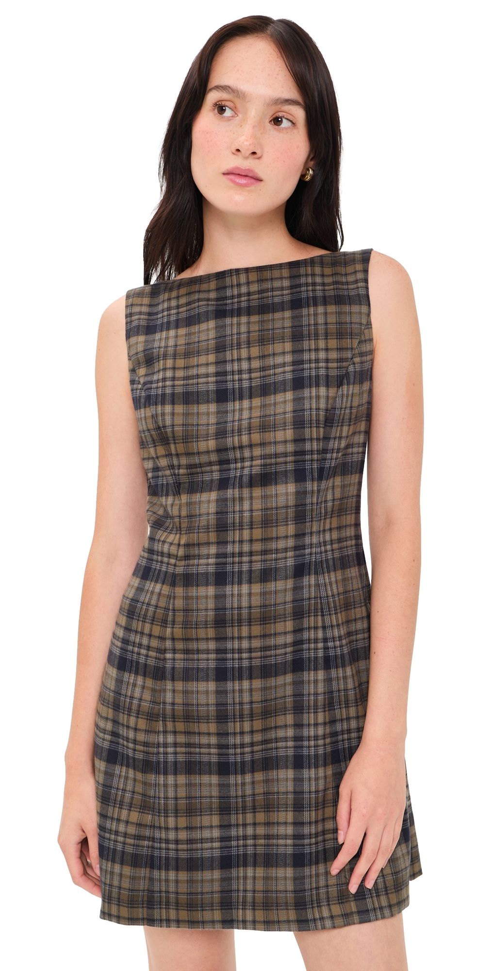 o. p.t Aspen Mini Dress Olive Plaid 4