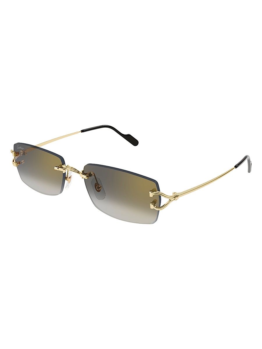 Men's C Decor 56MM Rimless Rectangular Sunglasses - Gold Grey