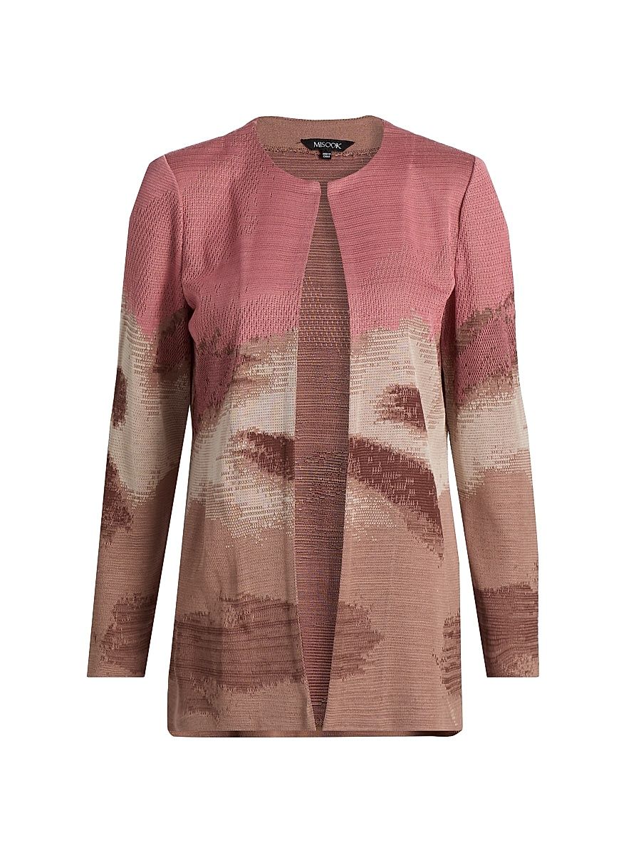 Women's Landscape Pattern Knit Jacket - Honeysuckle Charmeuse Truffle - Size XXL