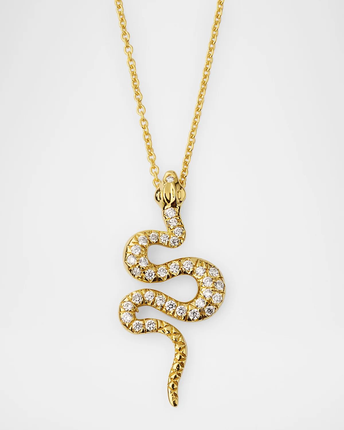 18K White Gold Diamond Snake Pendant Necklace