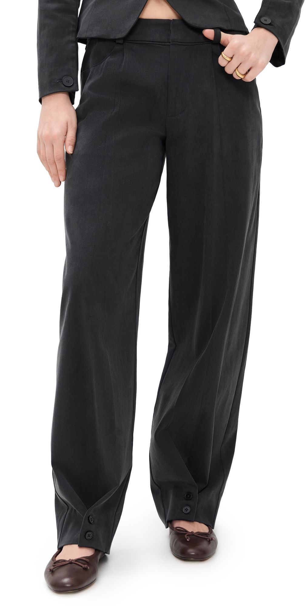 Peachy Den Bardot Tailored Pleat Trousers Onyx L