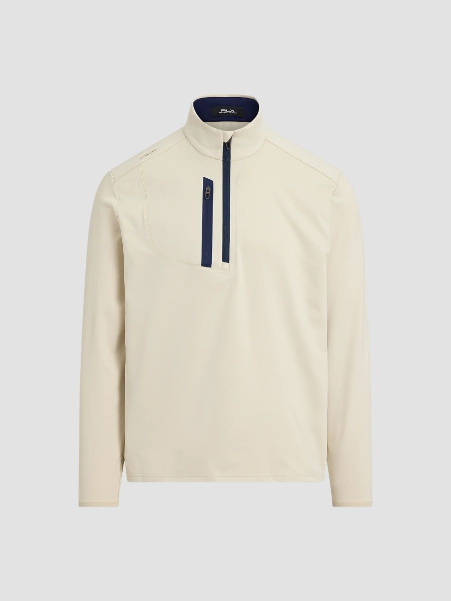 RLX Ralph Lauren Men's Stretch Jersey Quarter-Zip Sweatshirt - Basic Sand - Size XXL
