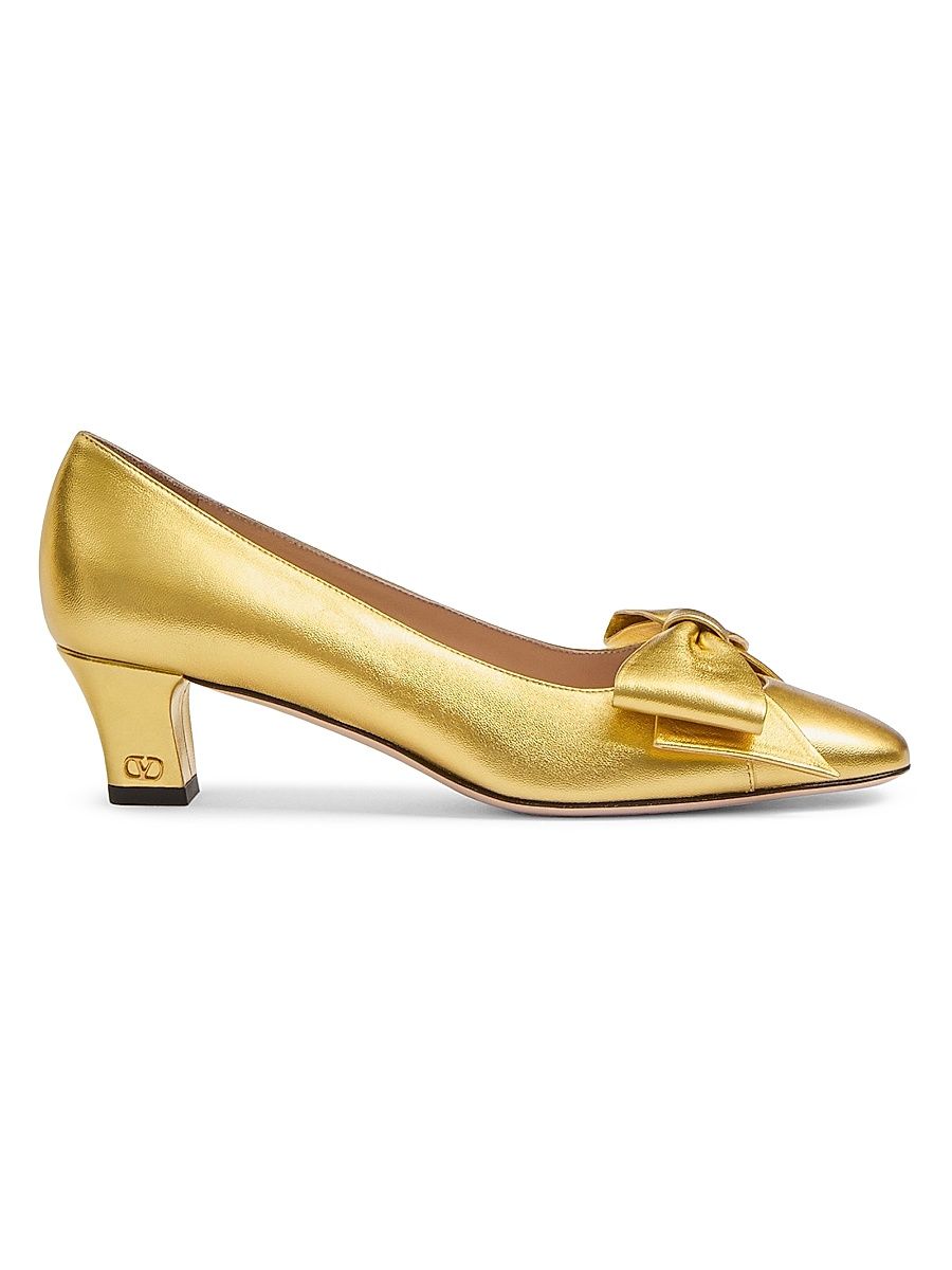 Women's Bowow Pumps in 25MM Laminated Nappa Leather - Antique Gold - Size 7.5