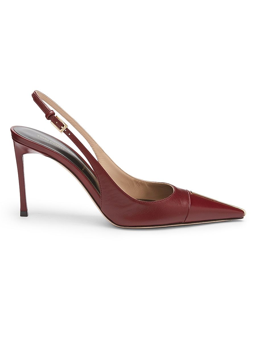 Women's 85MM Leather Slingback Pumps - Ruby Red - Size 10
