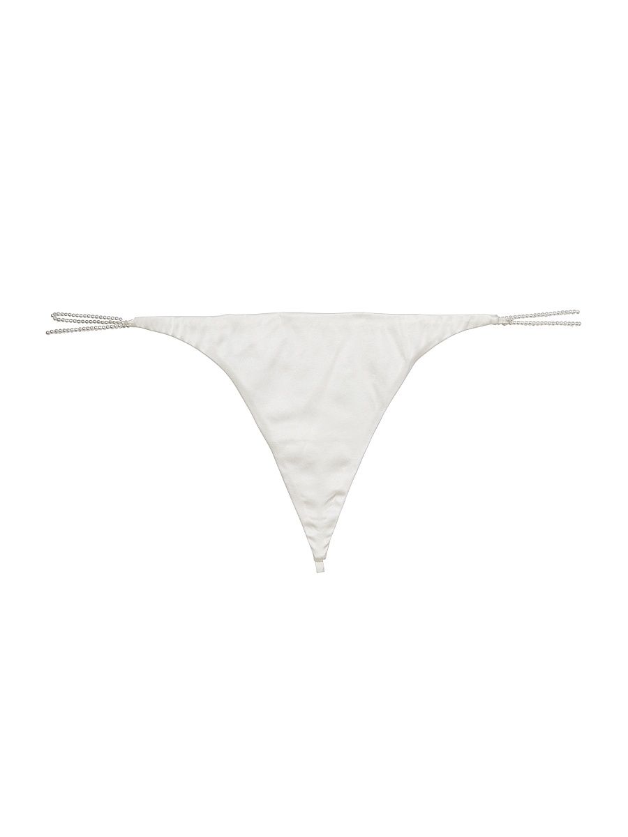 Women's Pearl Luxe Silk V-String - Ivory - Size Large