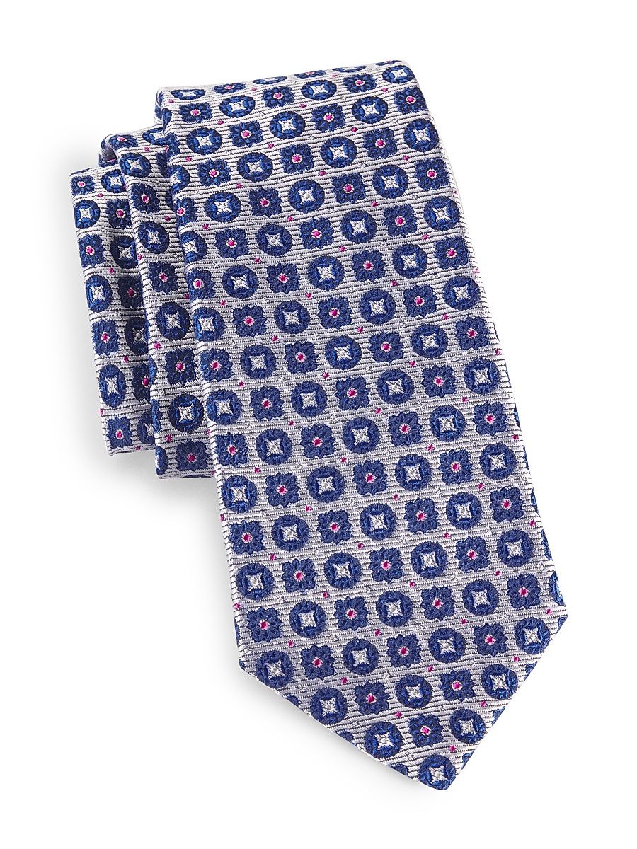 Men's Medallion Silk Tie - Blue