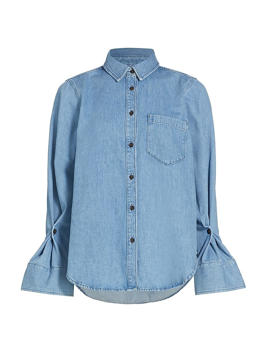 Women's Wesley Bell-Sleeve Cotton Shirt - Dover Light - Size Large