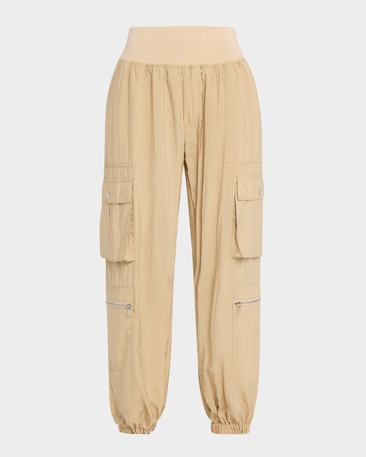 Genevive Satin Cargo Jogger Pants