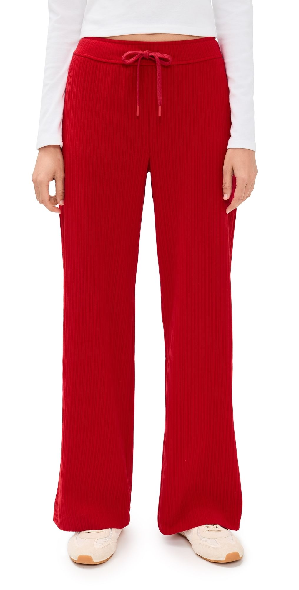 Beyond Yoga Breathe Easy Ribbed Wide Leg Pants Holly Red XL