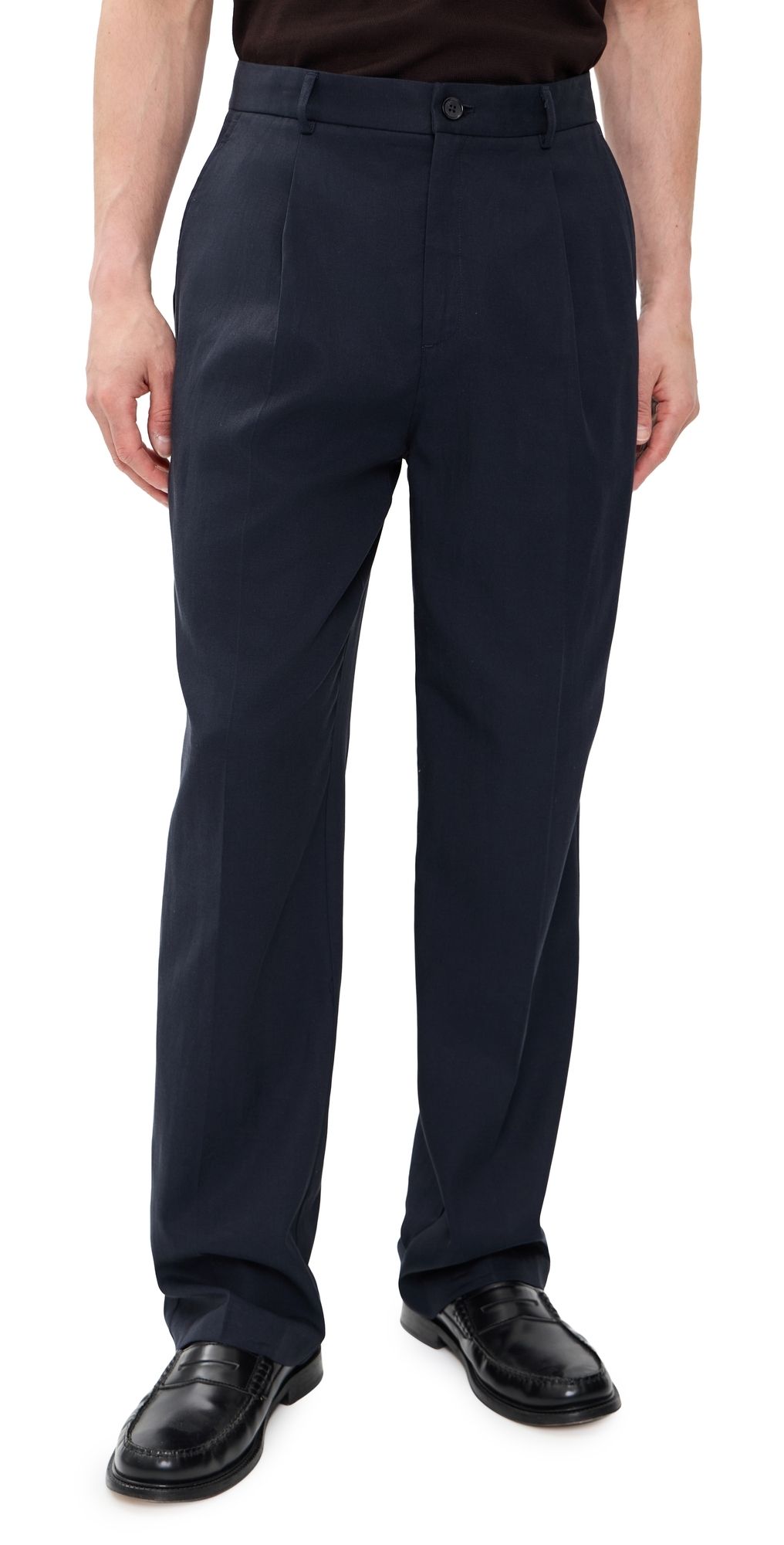 Les Deux Pleated Twill Suit Pants Dark Blue Night 32