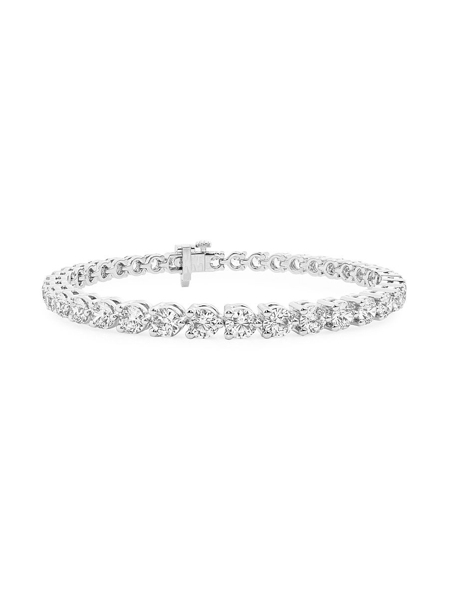 Women's Platinum & Round Lab-Grown Diamond 3-Prong Tennis Bracelet/1.00-10.00 TCW - 7 Tcw - Size 7