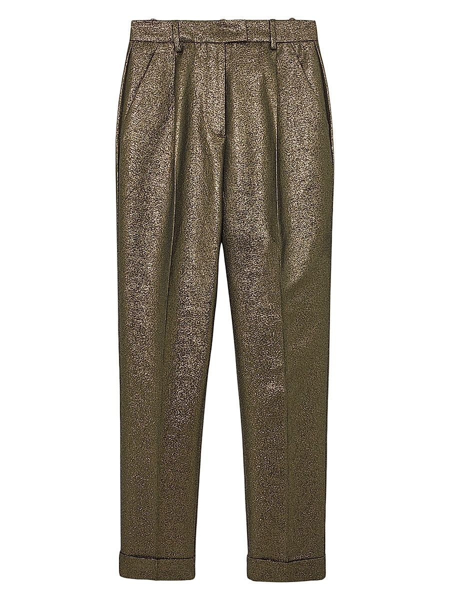 Women's Siena Metallic Pleated Trousers - Gold - Size 2
