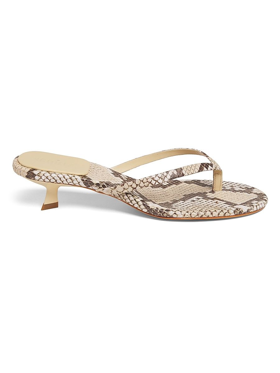 Women's Carolyn Snake-Print Leather Sandals - Beige - Size 10