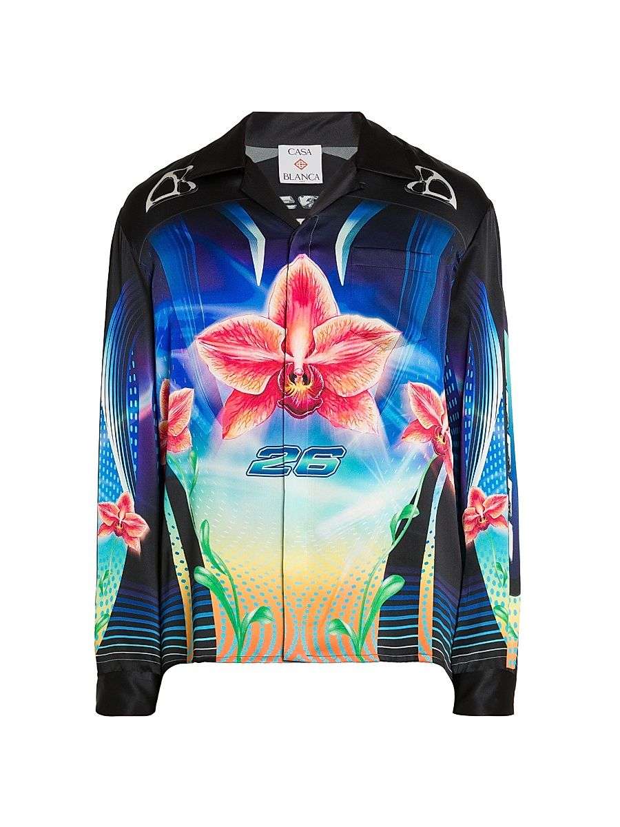 Men's Orchid Racer Silk Button-Front Shirt - Orchid Racer - Size XXL