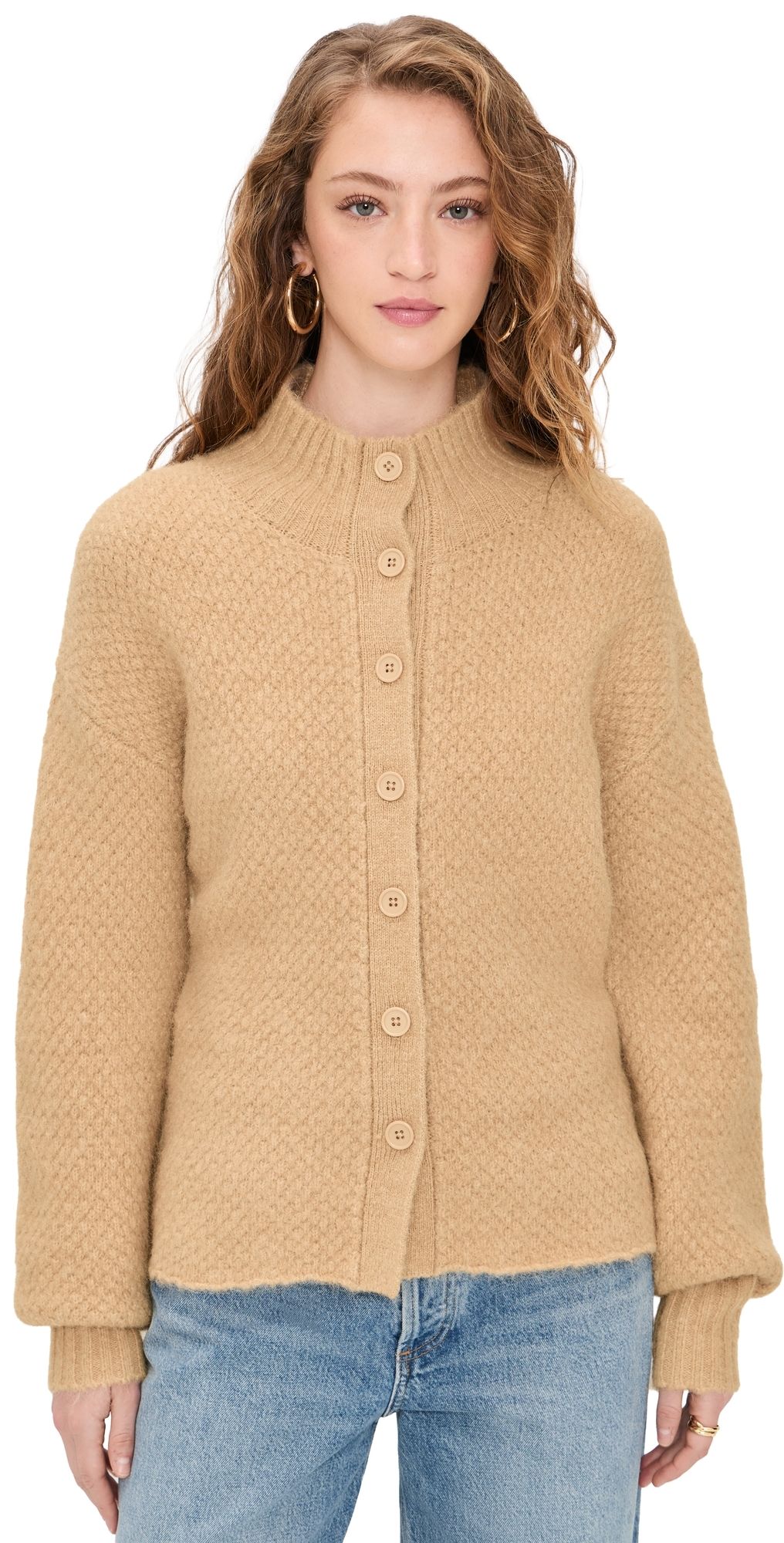 4th & Reckless Katya High Neck Cardigan Camel L