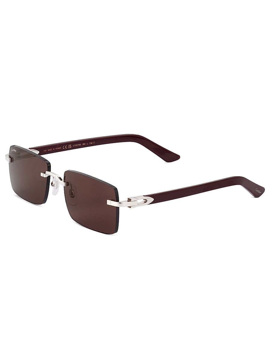 Men's 55MM Rectangular Rimless Sunglasses - Silver